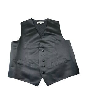 Robert Talbott Protocol Black Pure Silk Men's Waistcoat Size Large L